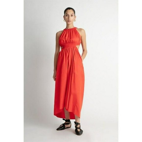 NEW Camilla and Marc Pollina Midi Dress Women Size 14 Open Cross Back Cutout Red - Picture 5 of 8